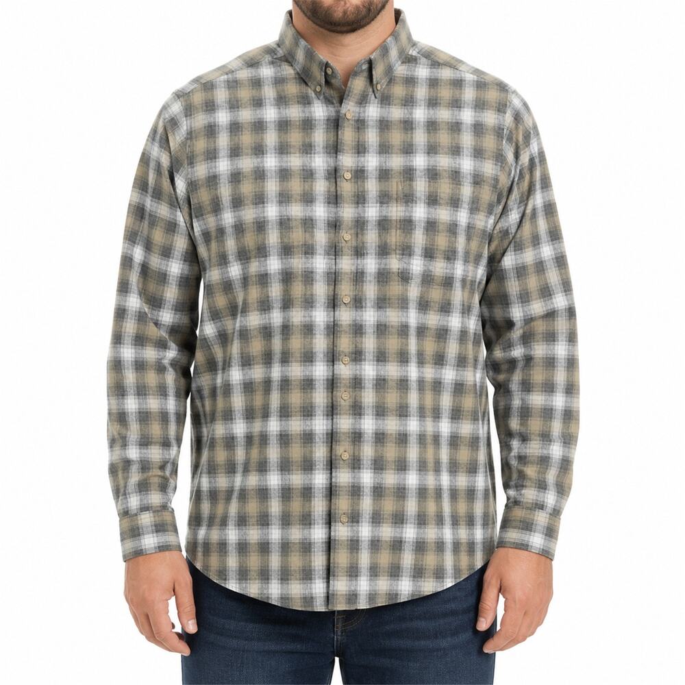 NWOT ROWM Shirt Mens 3XB Beige White Classic Button-Down